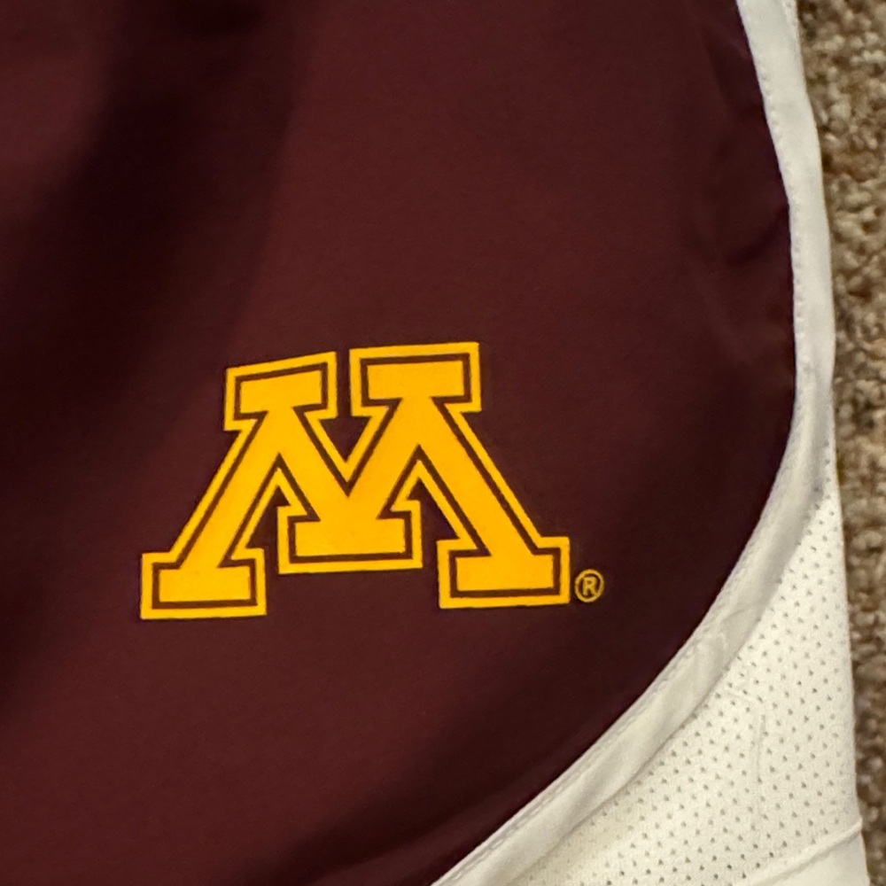 Nike Women's University of Minnesota Gophers Burgundy and White Athletic Shorts - Picture 3 of 5